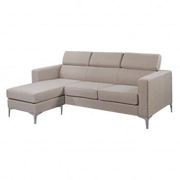 Γωνιακός αναστρέψιμος καναπές DOVER ύφασμα χρώμα cappuccino 198x149x86εκ.