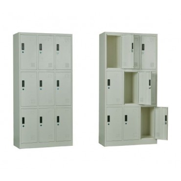Ντουλάπα Locker 9 θέσεων με μεταλλικό σκελετό σε χρώμα λευκό 90x40x185εκ