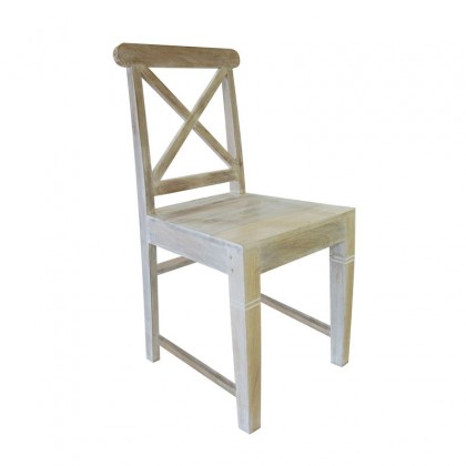 Καρέκλα Maison Kika από μασίφ ξύλινο σκελετό σε χρώμα antique λευκό 46x50x94εκ.