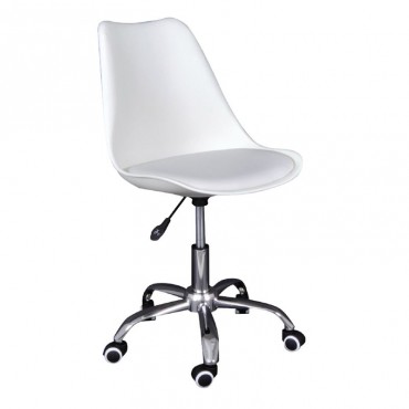 Καρέκλα γραφείου εργασίας MARTIN τεχνόδερμα Pu/PP χρώμα λευκό 48x62x79/88εκ.