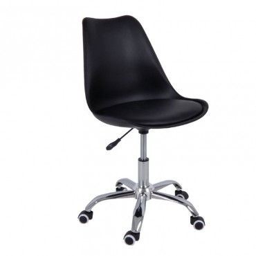 Καρέκλα γραφείου εργασίας MARTIN τεχνόδερμα Pu/PP χρώμα μαύρο 48x62x79/88εκ.