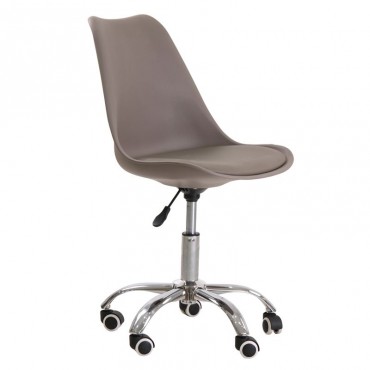 Καρέκλα γραφείου εργασίας MARTIN τεχνόδερμα Pu/PP χρώμα sand μπεζ 48x62x79/88εκ.
