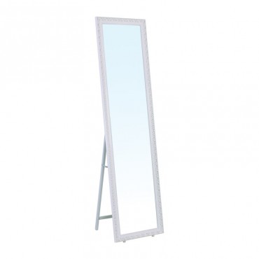 Καθρέπτης Mirror δαπέδου / τοίχου με γύψινο σκελετό σε χρώμα antique λευκό 37x2,50x146εκ