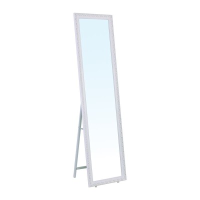 Καθρέπτης Mirror δαπέδου / τοίχου με γύψινο σκελετό σε χρώμα antique λευκό 37x2,50x146εκ