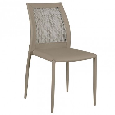 Καρέκλα Parma με επένδυση από τεχνόδερμα Pu και πλάτη mesh Pvc σε χρώμα cappuccino 44x58x89εκ