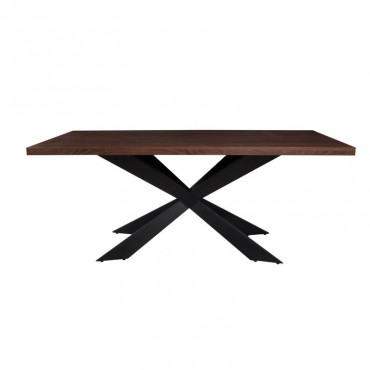 Τραπέζι Torsen με μεταλλική βάση σε μαύρο και ξύλινη επιφάνεια σε σκούρο καρυδί 200x100x75εκ.