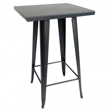 Τραπέζι μπαρ Texas μεταλλικό σε χρώμα μαύρο ματ 60x60x103εκ.