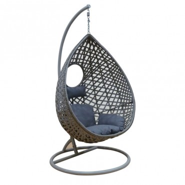 Κούνια κρεμαστή πολυθρόνα Nest/22 μεταλλική με επένδυση wicker χρώμα ανθρακί