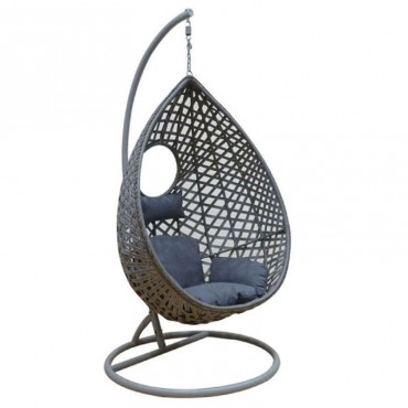 Κούνια κρεμαστή πολυθρόνα Nest/23 μεταλλική με επένδυση wicker χρώμα ανθρακί