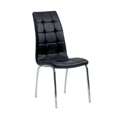 Καρέκλα Spirit με μεταλλικό σκελετό χρωμίου και επένδυση από τεχνόδερμα Pu σε χρώμα μαύρο 42x57x99εκ