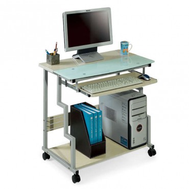 Γραφείο ηλεκτρονικού υπολογιστή με μεταλλικό σκελετό και ξύλινη επιφάνεια Mdf σε χρώμα λευκό 80x50x75εκ