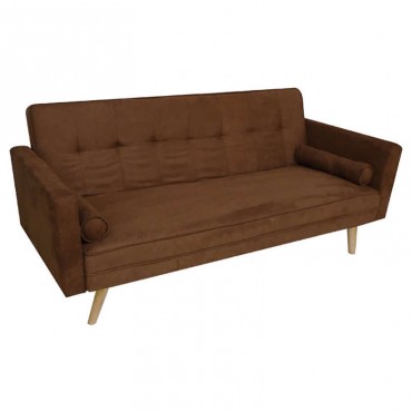 Καναπές - κρεβάτι Elize τριθέσιος με επένδυση από ύφασμα σε χρώμα καφέ 188x82x89εκ