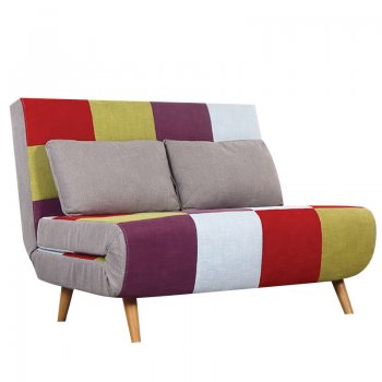 Καναπές - κρεβάτι Sara 2θέσιος με επένδυση από ύφασμα patchwork 120x89x88εκ