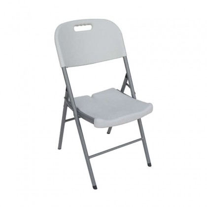 Καρέκλα Fanal Plus πτυσσόμενη με μεταλλικό σκελετό και επιφάνεια από HDPE σε χρώμα γκρι 40x39x86εκ