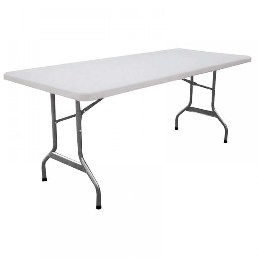 Τραπέζι catering πτυσσόμενο με μεταλλικό σκελετό και επιφάνεια πολυπροπυλενίου HDPE σε χρώμα λευκό 200x90x74εκ