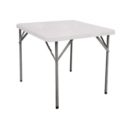 Τραπέζι catering πτυσσόμενο με μεταλλικό σκελετό και επιφάνεια πολυπροπυλενίου HDPE σε χρώμα λευκό 80x80x74εκ