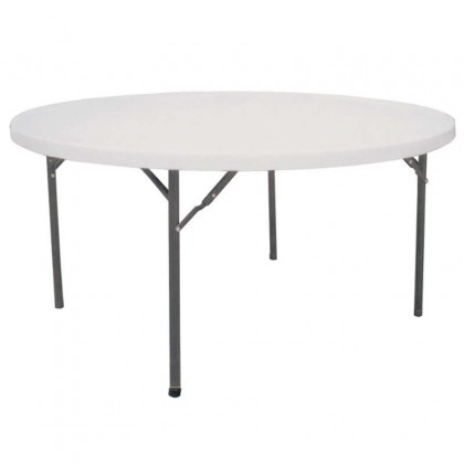 Τραπέζι catering πτυσσόμενο με μεταλλικό σκελετό και επιφάνεια από πολυπροπυλένιο HDPE σε χρώμα λευκό  Φ152X74εκ 41.0150