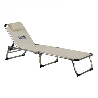Aluminum beach deck chair folding with waterproof textline fabric in white color 188x58x30,5cm