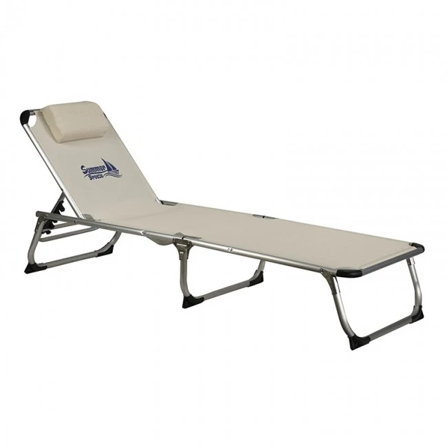 Aluminum beach deck chair folding with waterproof textline fabric in white color 188x58x30,5cm