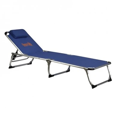 Aluminum beach deck chair folding with waterproof textline fabric in blue color 188x58x30,5cm
