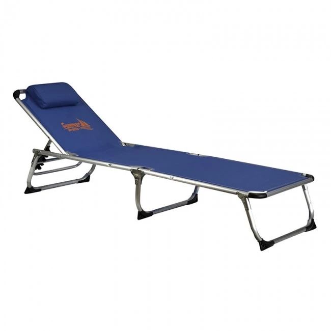 Aluminum beach deck chair folding with waterproof textline fabric in blue color 188x58x30,5cm