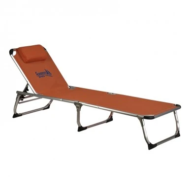 Aluminum beach deck chair folding with waterproof textline fabric in orange color 188x58x30,5cm
