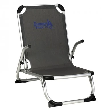 Aluminum armchair folding with waterproof textline fabric in grey color 67x53x67cm