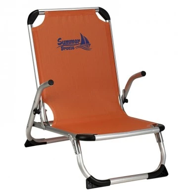 Aluminum armchair folding with waterproof textline fabric in orange color 67x53x67cm