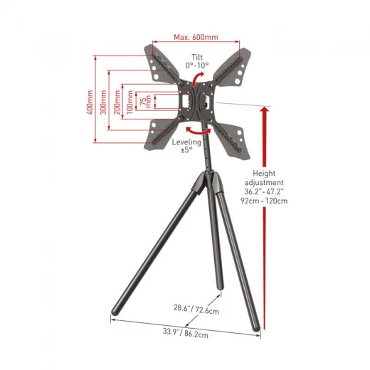 Βάση Τηλεόρασης Δαπέδου DTP410 Barkan 13&quot; - 83&quot; σε Τρίποδο