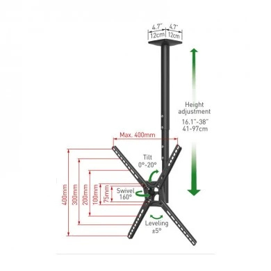 Βάση Τηλεόρασης Οροφής 3500B.B Barkan 13&quot; - 65&quot; Τηλεσκοπική