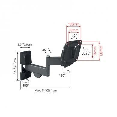 Βάση Τηλεόρασης Τοίχου E140.B Barkan 13&quot; - 29&quot; με Διπλό Βραχίονα και Κλίση