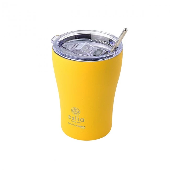 INSULATED COFFEE MUG SAVE THE AEGEAN 350ml PINEAPPLE YELLOW