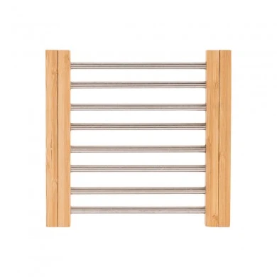 ESTIA ΒΑΣΗ ΜΑΓΕΙΡΙΚΟΥ ΣΚΕΥΟΥΣ BAMBOO ESSENTIALS ME ΑΝΟΞΕΙΔΩΤΟ ΑΤΣΑΛΙ ΠΤΥΣΣΟΜΕΝΗ 22x21.3x2.2cm