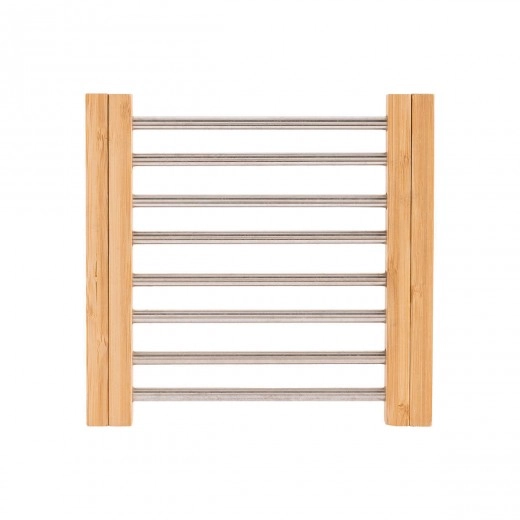 ESTIA ΒΑΣΗ ΜΑΓΕΙΡΙΚΟΥ ΣΚΕΥΟΥΣ BAMBOO ESSENTIALS ME ΑΝΟΞΕΙΔΩΤΟ ΑΤΣΑΛΙ ΠΤΥΣΣΟΜΕΝΗ 22x21.3x2.2cm