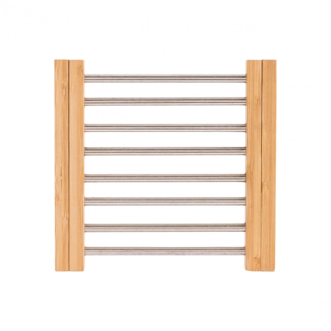 ESTIA ΒΑΣΗ ΜΑΓΕΙΡΙΚΟΥ ΣΚΕΥΟΥΣ BAMBOO ESSENTIALS ME ΑΝΟΞΕΙΔΩΤΟ ΑΤΣΑΛΙ ΠΤΥΣΣΟΜΕΝΗ 22x21.3x2.2cm