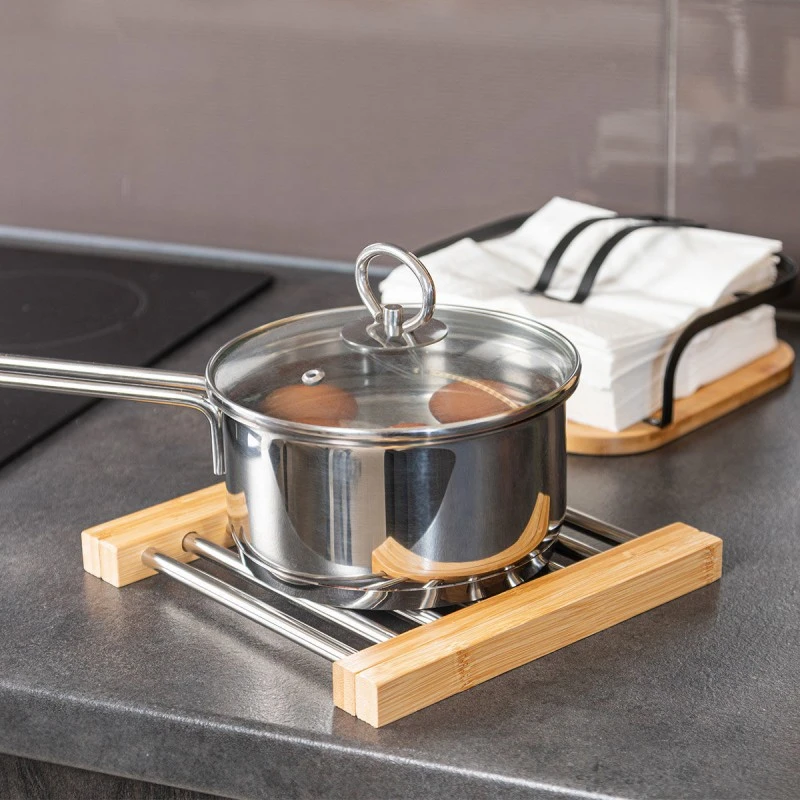 TRIVET FOR COOKWARE BAMBOO ESSENTIALS 22x21.3x2.2cm WITH STAINLESS STEEL EXPANDABLE