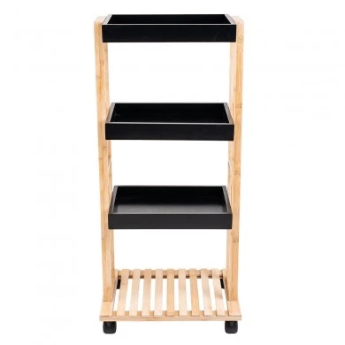 ORGANIZATION TROLLEY BAMBOO ESSENTIALS 40x30x88cm 4-TIER BLACK