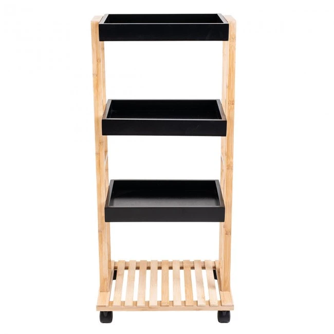 ORGANIZATION TROLLEY BAMBOO ESSENTIALS 40x30x88cm 4-TIER BLACK