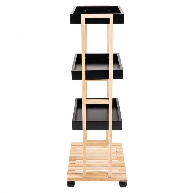 ORGANIZATION TROLLEY BAMBOO ESSENTIALS 40x30x88cm 4-TIER BLACK