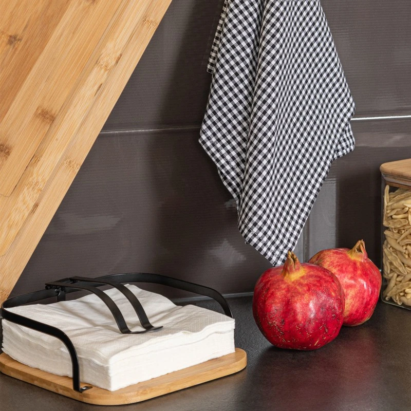 NAPKIN HOLDER BAMBOO ESSENTIALS  METALLIC RECTAGULAR BLACK