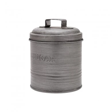 SUGAR CONTAINER METALLIC 11x11x14cm  WITH AIRTIGHT LID