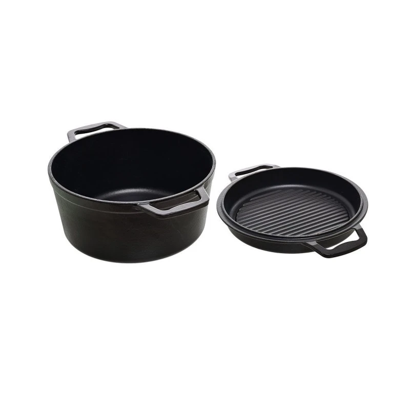 CASSEROLE IRON 2 IN 1 CAST IRON 25cm WITH FRYING PAN LID