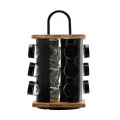 SPICE RACK ORGANIZER IN REVOLVING BASE 12 PIECES BLACK