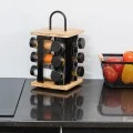SPICE RACK ORGANIZER IN REVOLVING BASE 12 PIECES BLACK