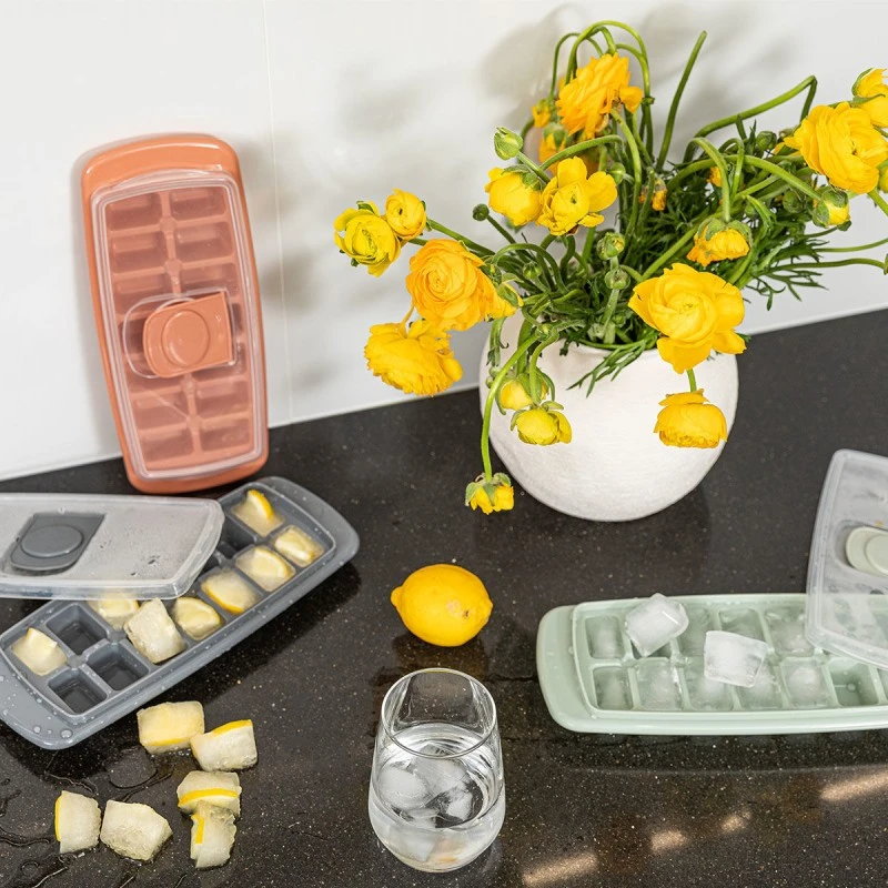 ICE-CUBE TRAY PLASTIC 14 CASES WITH LID MINT