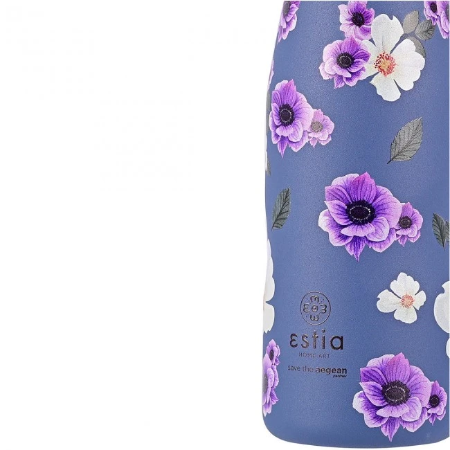 INSULATED BOTTLE TRAVEL FLASK SAVE THE AEGEAN 500ml GARDEN BLUE