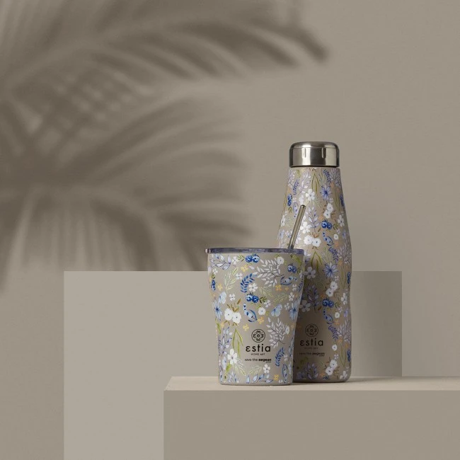 INSULATED BOTTLE TRAVEL FLASK SAVE THE AEGEAN 500ml SYMPHONY TAUPE