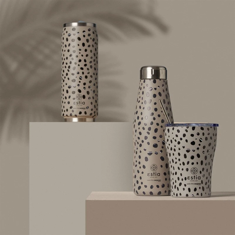 INSULATED TRAVEL CUP SAVE THE AEGEAN 500ml LEOPARD TAUPE