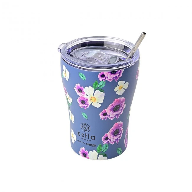 INSULATED COFFEE MUG SAVE THE AEGEAN 350ml GARDEN BLUE