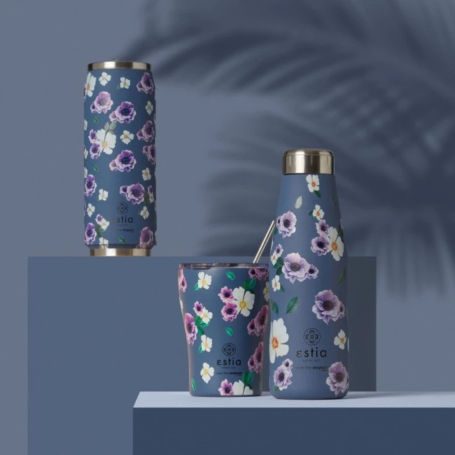 INSULATED COFFEE MUG SAVE THE AEGEAN 350ml GARDEN BLUE